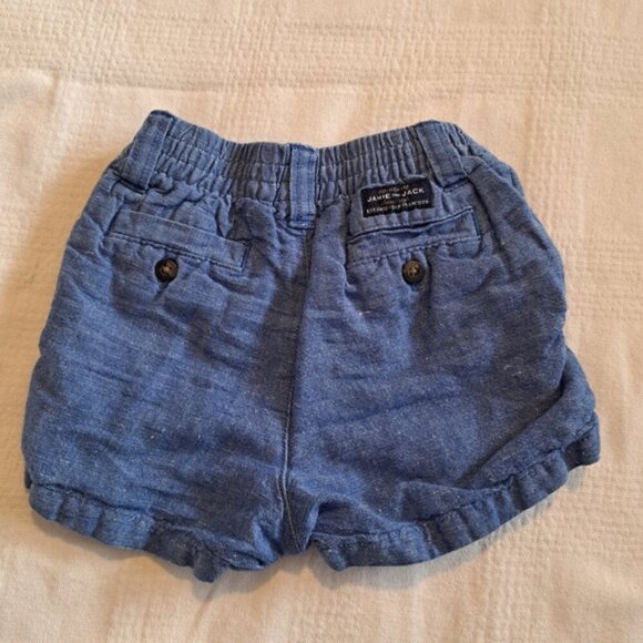 Janie and Jack boys size 6 to 12 months linen blend blue shorts - Picture 2 of 4